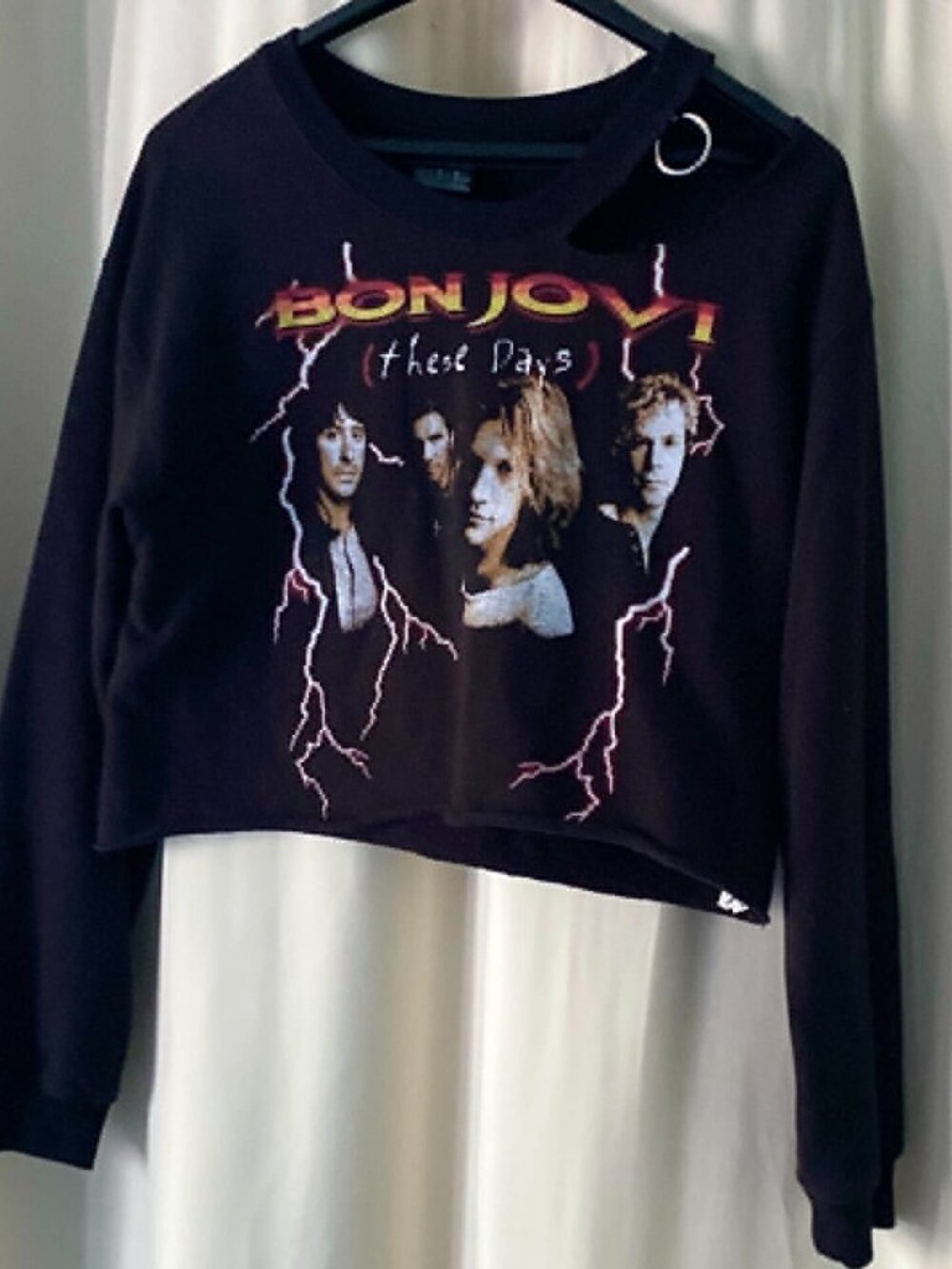 VTG Style Bon Jovi These Days Cropped Graphic Sweatshirt Size S/P
